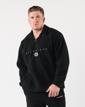 Men's Alphalete King Quarter Zip Jackets Black | 2084-KTHCG