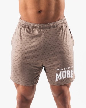 Men's Alphalete LDB More Mesh Short 6” Shorts Mocha | 8502-LXIRK