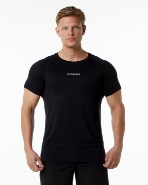 Men's Alphalete Ozone Tee Shirts Black | 5126-NIVWO