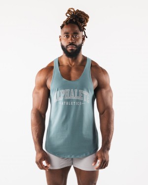 Men's Alphalete Paisley Print Raw Cut Tank Tanks Turquoise | 5842-GFEWB