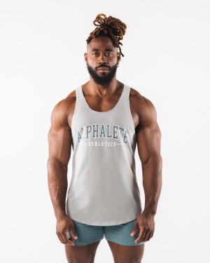 Men's Alphalete Paisley Print Raw Cut Tank Tanks Athletic Grey | 7546-EGXOW