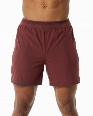 Men's Alphalete Studio Short 6" Shorts Merlot | 7869-WVCAE