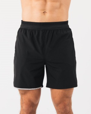 Men's Alphalete Studio Short 6" Shorts Black / Silver | 9748-EPGLA