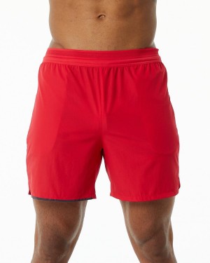 Men's Alphalete Studio Short 6" Shorts Formula Red | 7589-QBUIC