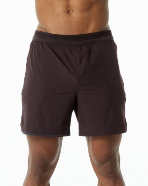 Men's Alphalete Studio Short 6" Shorts Chocolate | 6571-JCNYR