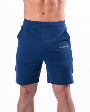 Men's Alphalete Trace Short 8" Shorts Persian Blue | 4258-DQUMS