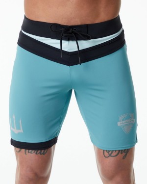 Men's Alphalete Trident Competition Short Boardshorts Teal | 1240-WHDRO