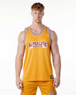 Men's Alphalete Varsity Basketball Jersey Stringers Marigold | 3702-UILDP