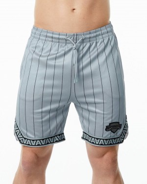 Men's Alphalete Varsity Basketball Short 9" Shorts Grey Pinstripe | 2034-HMUNZ