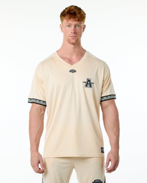 Men's Alphalete Varsity NFL Jersey Shirts Tan | 3128-TWONS