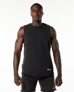 Men's Alphalete Very Terry Cutoff Stringers Onyx | 9342-ESAMJ