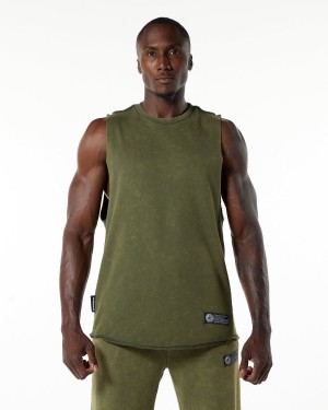 Men's Alphalete Very Terry Cutoff Stringers Green Aventurine | 9802-ADEXW