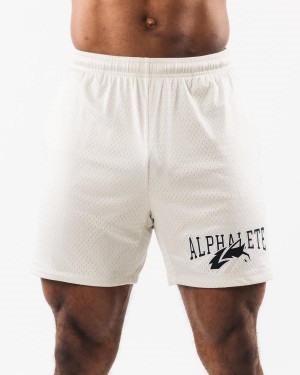 Men's Alphalete Wolf Head Mesh Short 6" Shorts Sea Shell | 3918-BECQP