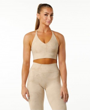 Women's Alphalete Alphalux Wonder Bra Sports Bra Hazelnut | 7642-KUDSX