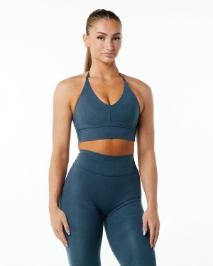 Women's Alphalete Alphalux Wonder Bra Sports Bra Whale Blue | 7631-XGEUR