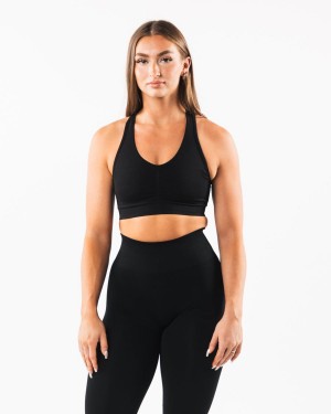 Women's Alphalete Amplify Bra Sports Bra Black | 6875-ZTPGF