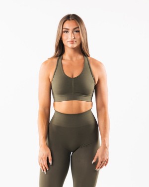 Women's Alphalete Amplify Bra Sports Bra Oak | 8452-KSLEU