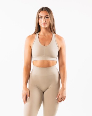 Women's Alphalete Amplify Bra Sports Bra Linen | 9248-DHWSM