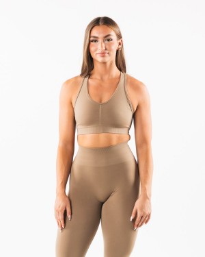 Women's Alphalete Amplify Bra Sports Bra Chai | 5170-KSJIZ