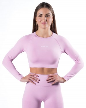 Women's Alphalete Amplify LS Crop Long Sleeve Bloom | 2435-MLASR