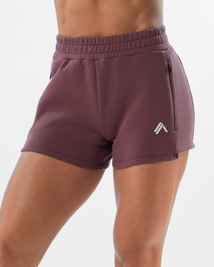 Women's Alphalete ELMTS Athletic Short 3.5" Shorts Mauve | 9876-YZIDW