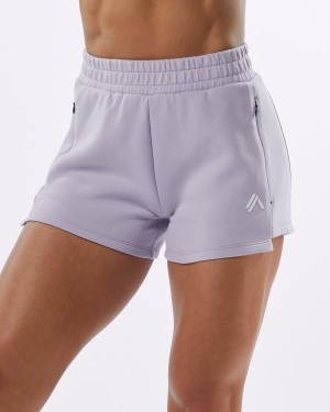 Women's Alphalete ELMTS Athletic Short 3.5" Shorts Lilac | 5276-ADUJN