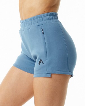 Women's Alphalete ELMTS Athletic Short 3.5" Shorts Fog Blue | 0629-KDAJP