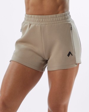 Women's Alphalete ELMTS Athletic Short 3.5" Shorts Tan | 3896-OEWJC