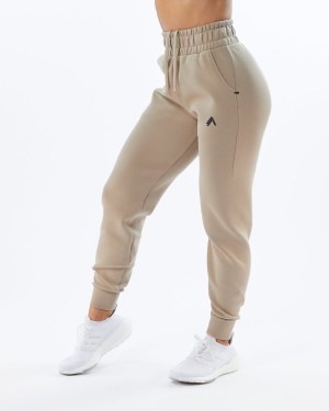 Women's Alphalete ELMTS Cuffed Jogger Jogger Tan | 7861-HXMQW