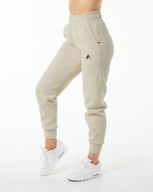 Women's Alphalete ELMTS Cuffed Jogger Jogger Vanilla | 3289-GLQNM