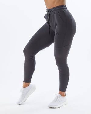 Women's Alphalete ELMTS Zip Jogger Jogger Charcoal | 8601-AQDXF