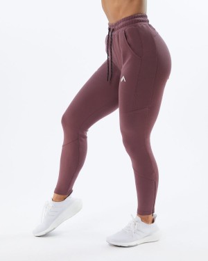 Women's Alphalete ELMTS Zip Jogger Jogger Mauve | 1409-KYFZN