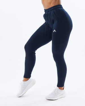 Women's Alphalete ELMTS Zip Jogger Jogger Navy | 0591-RAEYT