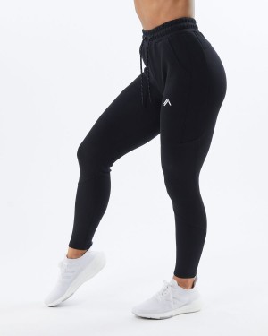 Women's Alphalete ELMTS Zip Jogger Jogger Black | 5946-UAFOB