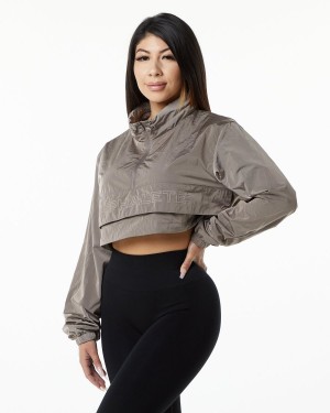 Women's Alphalete Endure Crop Jacket Jackets Brown | 4670-YRLQU