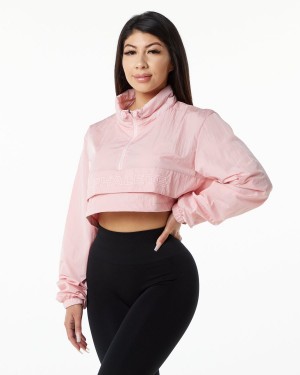 Women's Alphalete Endure Crop Jacket Jackets Mauve | 2438-NZXMF