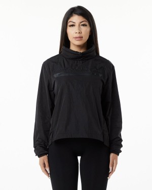 Women's Alphalete Endure Pullover Jackets Black | 5847-WVTPJ