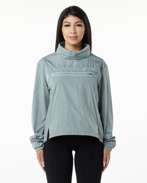 Women's Alphalete Endure Pullover Jackets Steel Blue | 5718-RNPAS