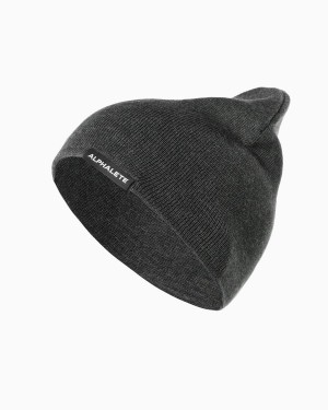 Women's Alphalete Essential Beanie Accessories Charcoal | 1396-QFIJA