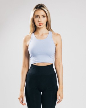 Women's Alphalete Essential Crop Tank Tank Top Ice Blue | 9645-SLTPO