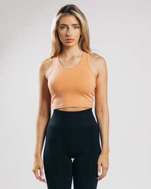 Women's Alphalete Essential Crop Tank Tank Top Orange Frost | 0532-VEWSO