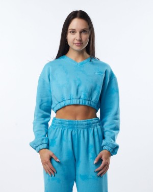 Women's Alphalete HCTS Sweater Jackets Ocean | 8315-KYUSD