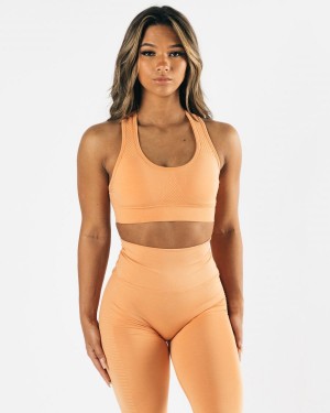 Women's Alphalete Impact Bra Sports Bra Cheeky Coral | 3142-UXZMQ