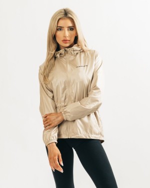 Women's Alphalete Infinity Explorer Jacket Jackets Tan | 8374-RVFGA