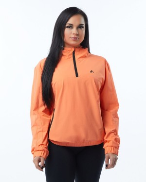 Women's Alphalete Infinity Tech Jacket Jackets Electric Peach | 5301-GWOKN