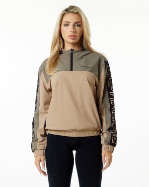 Women's Alphalete Infinity Tech Jacket Jackets Desert Safari | 6935-QGWHB