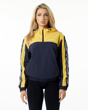 Women's Alphalete Infinity Tech Jacket Jackets Canary Yellow | 1384-GXHTZ