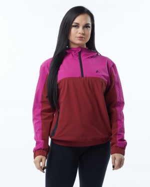 Women's Alphalete Infinity Tech Jacket Jackets Tartan Pink | 1762-ERQSV