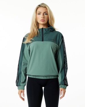 Women's Alphalete Infinity Tech Jacket Jackets Wild Sage | 2695-GETVM