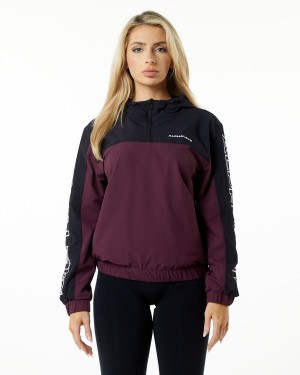 Women's Alphalete Infinity Tech Jacket Jackets Dark Merlot | 0765-ULBZN